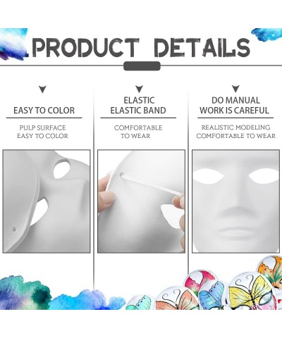 6 Pcs DIY Full Face Masks White Paper Pulp Masks Paintable Blank Mask Masquerade Mask Mardi Gras Mask Party Full Face Masks $...