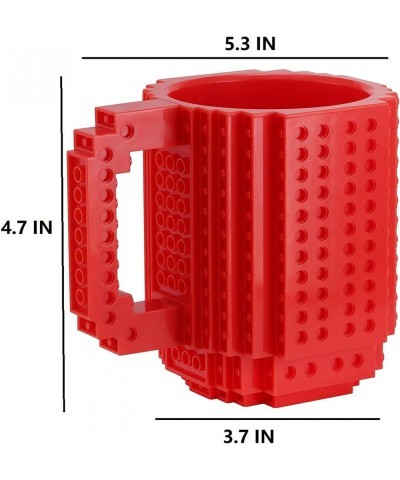 Build-on Brick Coffee Mugs Creative DIY Cup with Building Blocks Randomly Novelty Gifts for Kids Adults Birthday Xmas Red $24...