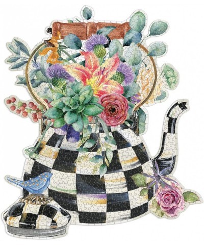 Mackenzie-Childs Blooming Kettle 750 Piece Shaped Puzzle from - Shaped Jigsaw Puzzle Featuring Original Artwork Thick and Stu...