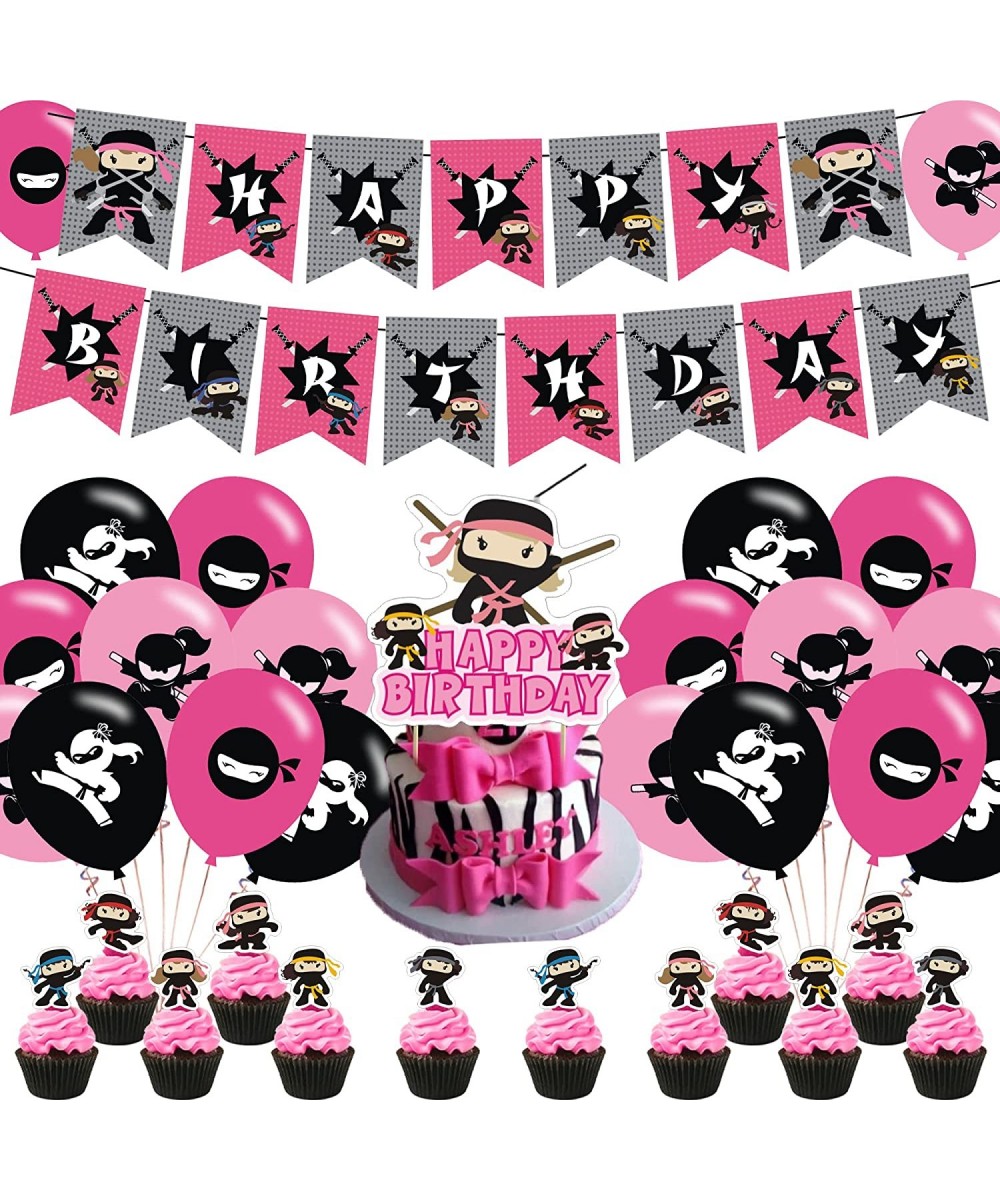 Ninja Girl Party Decorations Birthday Party Supplies For Ninja Girl Party Supplies Includes Banner - Cake Topper - 12 Cupcake...