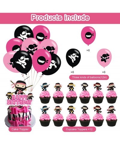 Ninja Girl Party Decorations Birthday Party Supplies For Ninja Girl Party Supplies Includes Banner - Cake Topper - 12 Cupcake...