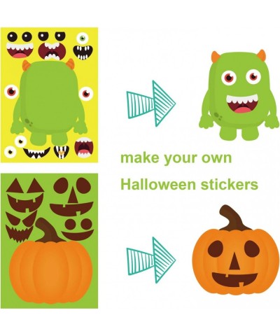 Halloween Stickers Halloween Party Games for Kids Make Your Own Jack-O-Lantern Make a Face Stickers DIY Halloween Party Activ...