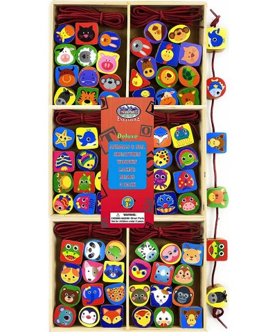 Deluxe Wooden Lacing Beads Animals Sea Animals & Vehicles Gift Set Bundle - 3 Pack (24 Pieces Each 72 Pieces Total) $34.80 Ea...