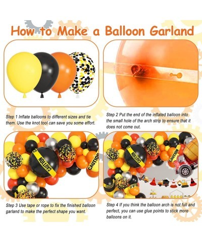 135Pcs Construction Party Balloon Garland Kit Construction Birthday Party Supplies with Orange Black Yellow Truck Foil Balloo...