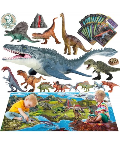 Dinosaur Toys w/ Large Play Mat Realistic Mosasaurus Figure Playset for Kids Toys 3-5 5-7 Including T-Rex Spinosaurus Carnota...