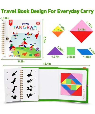 Travel Tangram Puzzle With 2 Set Magnetic Pattern Blocks Road Trip Games Educational Jigsaw Challenge Books For Kid Adult Bra...