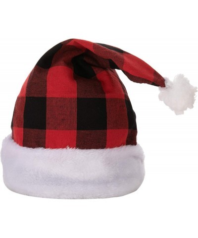 6 Pack Christmas Santa Hat Plaid Santa Hat Luxury Plush Hat for Christmas Costume Christmas Party Supplies Holiday Party Favo...