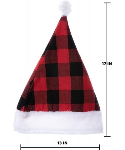 6 Pack Christmas Santa Hat Plaid Santa Hat Luxury Plush Hat for Christmas Costume Christmas Party Supplies Holiday Party Favo...