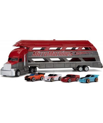 Mini Vehicle Hauler - Features 4 Exclusive Vehicles - Open The Top of The Trailer / Lower The Back Ramp to Load Up to 8 Vehic...