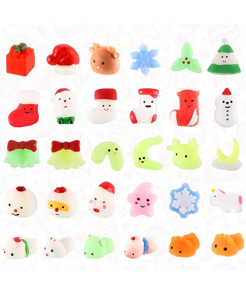 30 Pieces Christmas Cute Squishy Christmas Toys Xmas Mini Mochi Squishy Party Favors for Christmas Party Favors Goody Bag Fil...