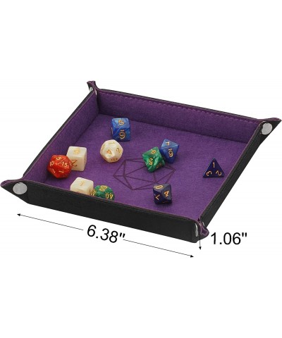 Dice Tray 4 Pieces Folding Dice Tray Felt Dice Tray Holder for DND RPG MTG and Other Board Games (Violet Coffee Green and Red...