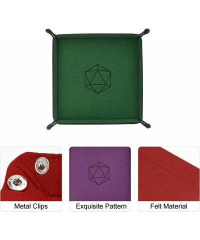 Dice Tray 4 Pieces Folding Dice Tray Felt Dice Tray Holder for DND RPG MTG and Other Board Games (Violet Coffee Green and Red...