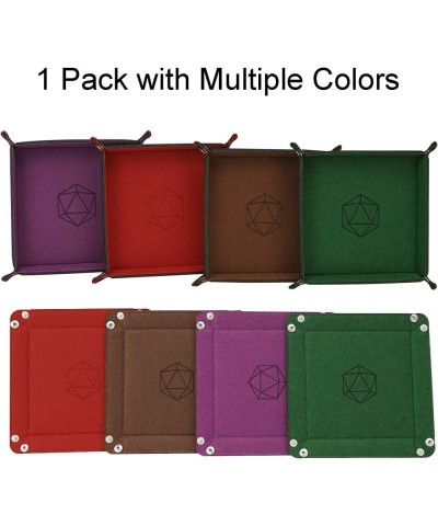 Dice Tray 4 Pieces Folding Dice Tray Felt Dice Tray Holder for DND RPG MTG and Other Board Games (Violet Coffee Green and Red...