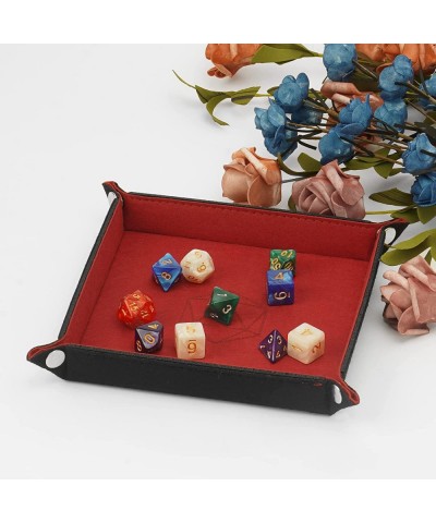 Dice Tray 4 Pieces Folding Dice Tray Felt Dice Tray Holder for DND RPG MTG and Other Board Games (Violet Coffee Green and Red...