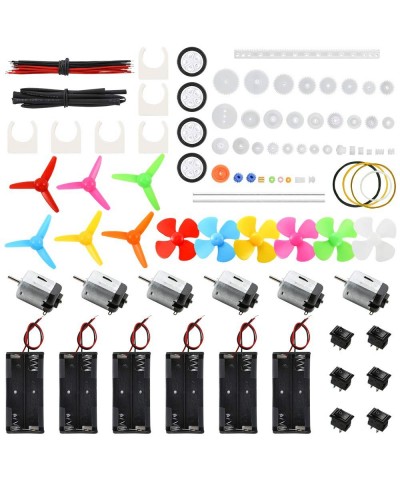 6 Set DC Motors Kit Mini Electric Motor 3V 15000RPM with 66 PCS Plastic Gears AA Battery Holder Case Motor Bracket Shaft Prop...