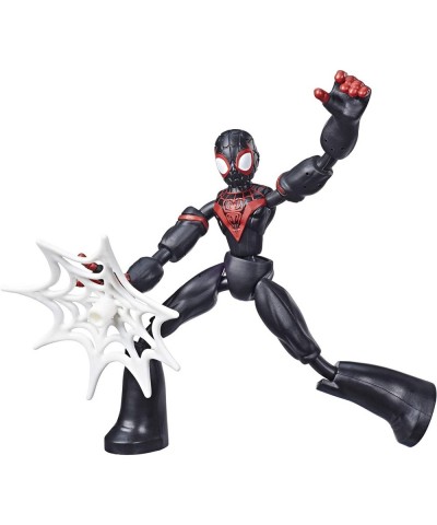 Marvel Bend and Flex Miles Morales Action Figure Toy 6-Inch Flexible Figure Includes Web Accessory for Kids Ages 4 and Up Bla...