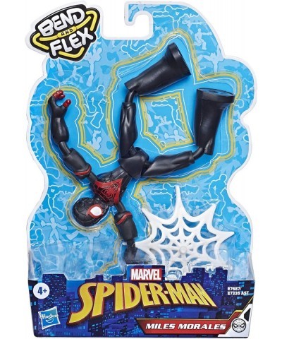 Marvel Bend and Flex Miles Morales Action Figure Toy 6-Inch Flexible Figure Includes Web Accessory for Kids Ages 4 and Up Bla...