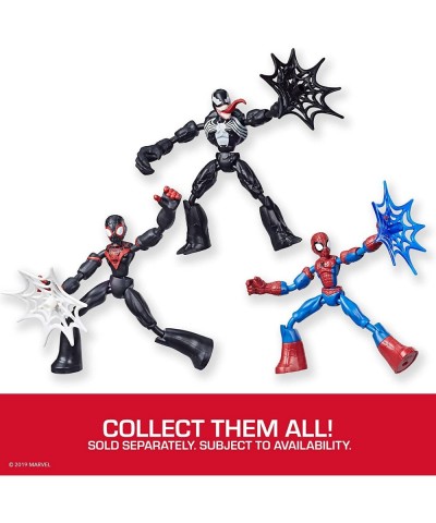 Marvel Bend and Flex Miles Morales Action Figure Toy 6-Inch Flexible Figure Includes Web Accessory for Kids Ages 4 and Up Bla...