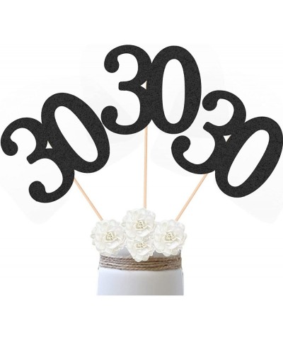 10-Pack Double Sided Glitter 30th Birthday Centerpiece Anniversary Centerpiece Sticks Number 30 Table Topper Cake Topper for ...