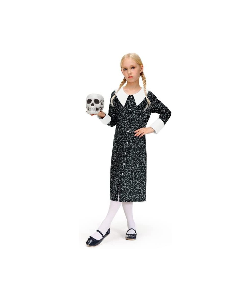 Girls Halloween Peter Pan Collar Button Down Vintage Black Dress 4-12 Years $29.48 Kids' Costumes