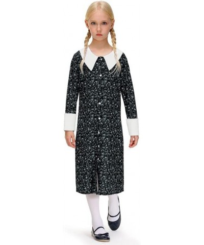 Girls Halloween Peter Pan Collar Button Down Vintage Black Dress 4-12 Years $29.48 Kids' Costumes