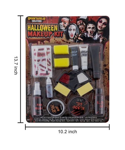 16 Pcs Halloween Family Makeup Kit Face Body Paint with Liquid Blood Gel Fake Blood and More Easy On & Easy Off Makeup Set fo...