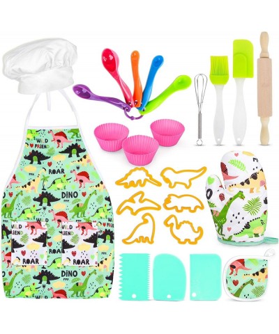 Kids Baking Set with Dinosaur Apron Chef Dress Up Kitchen Role Play Toys for Little Boys Girls 3-8 Years Old (Dinosaur Baking...