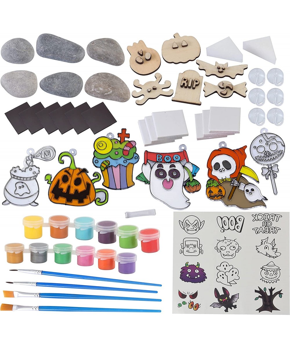 36 PCS Halloween DIY Art Craft Painting Kit Includes Suncatchers Rocks Magnet Tiles and Wooden Magnets Create Your Own Hallow...