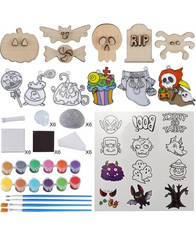 36 PCS Halloween DIY Art Craft Painting Kit Includes Suncatchers Rocks Magnet Tiles and Wooden Magnets Create Your Own Hallow...