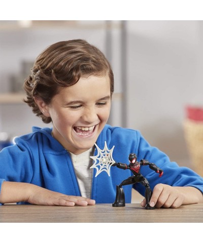 Marvel Bend and Flex Miles Morales Action Figure Toy 6-Inch Flexible Figure Includes Web Accessory for Kids Ages 4 and Up Bla...