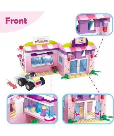 Dream Girls Friends Ice Cream Shop Building Set with 3 Mini People - Pink Seaside Beach Dessert Shop Building Bricks Set for ...