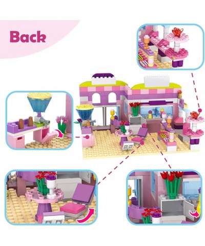 Dream Girls Friends Ice Cream Shop Building Set with 3 Mini People - Pink Seaside Beach Dessert Shop Building Bricks Set for ...