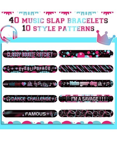 40 Pcs Music Party Favors Slap Bracelet for Kids Music Outer Space Theme Party Decorations Music Dance Wristbands Space Slap ...