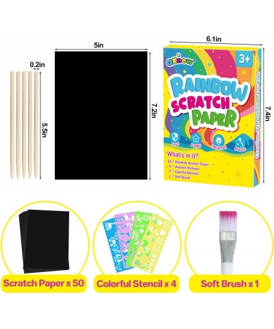 Scratch Paper Art Gifts: Rainbow Scratch Off Art-Craft Supplies Kits Pad for 3 4 5 6 7 8 Year Old Boys Girls Toys for Birthda...