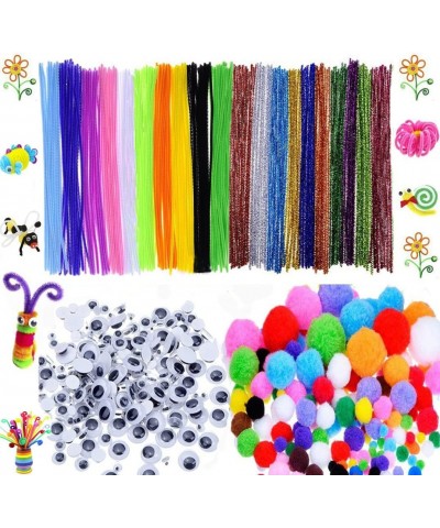 600 Pcs Craft Supplies Set - Pipe Cleaners Set Which Includes 200Pcs Chenille Stems 150Pcs Self-Sticking Wiggle Googly Eyes a...