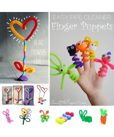 600 Pcs Craft Supplies Set - Pipe Cleaners Set Which Includes 200Pcs Chenille Stems 150Pcs Self-Sticking Wiggle Googly Eyes a...