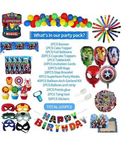 165Pcs Birthday Party Supplies - Party Decoration for 10 Kids Slap Bracelet Masks Foil Balloons Stickers Invitation Cards Bal...