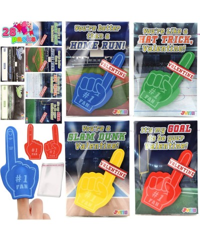 28 Pcs Valentines Day Cards with Foam Fingers for Kids Valentine Party Favor Valentine’s Greeting Cards Valentine's Classroom...