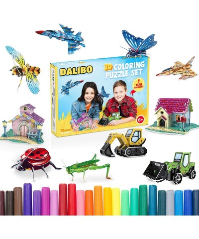 3D Coloring Puzzle Set - Arts and Crafts Set with 10 Cool Models 36 Coloring Pens - Fun & Educational Learning Activity Kit f...