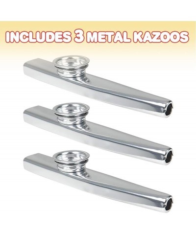 4.75 Inch Metal Kazoo - Set of 3 - Fun Humming Musical Instrument for Kids and Adults - Durable Music Toys - Cool Birthday Fa...