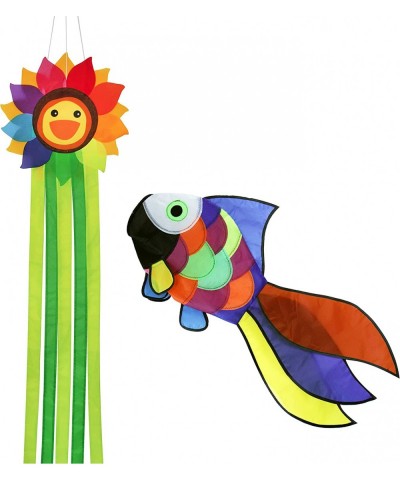 42-inch Smiling Sunflower Rainbow Windsock + 32-inch Rainbow Fish Windsock $42.98 Kites & Wind Spinners