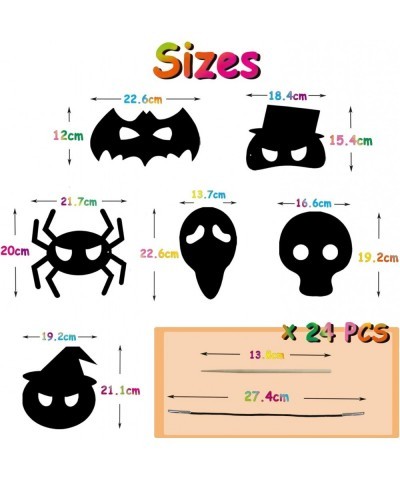 24 Pack Magic Scratch Paper Art Masks Set for Kids Rainbow Painting DIY Crafts Black Supplies Coloring Kits for Halloween Bir...