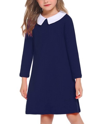 Girls Long Sleeve Vintage Peter Pan Collar T-Shirt Dress Age 4-13 Years $40.24 Kids' Costumes