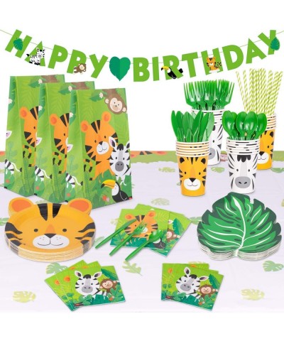 Jungle Theme Party Supplies Serve 24 with 2 More Tablecloths $54.39 Kids' Party Tableware