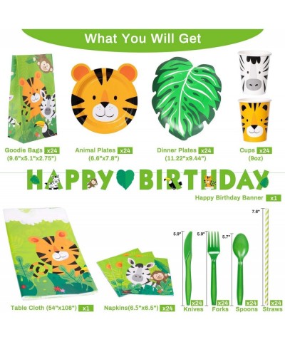 Jungle Theme Party Supplies Serve 24 with 2 More Tablecloths $54.39 Kids' Party Tableware