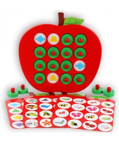 Wooden Memory Matching Game for Kids Apple Memory Match Board Game with 5 Pieces Double-Sided Cards Early Development Learnin...