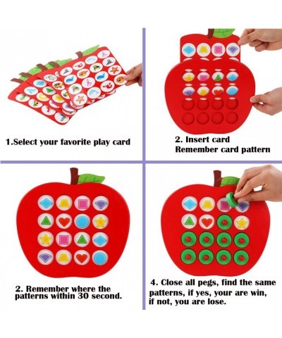 Wooden Memory Matching Game for Kids Apple Memory Match Board Game with 5 Pieces Double-Sided Cards Early Development Learnin...