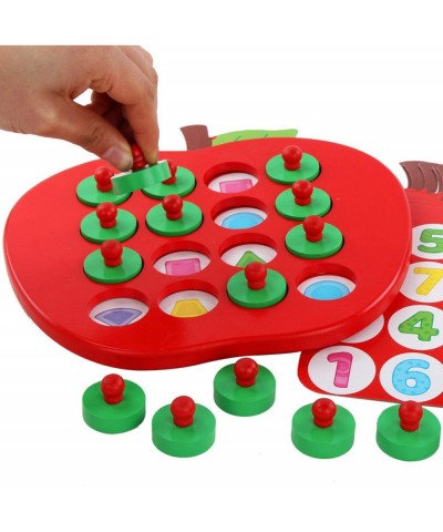 Wooden Memory Matching Game for Kids Apple Memory Match Board Game with 5 Pieces Double-Sided Cards Early Development Learnin...