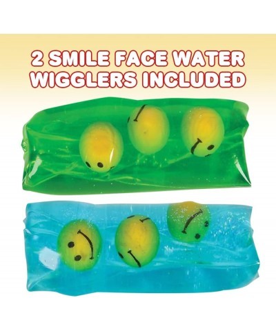 Smile Face Water Wigglers Set of 2 Fidget Toys for Kids with Smile Face Balls and Glitter Inside Stress Relief Toys for Boys ...