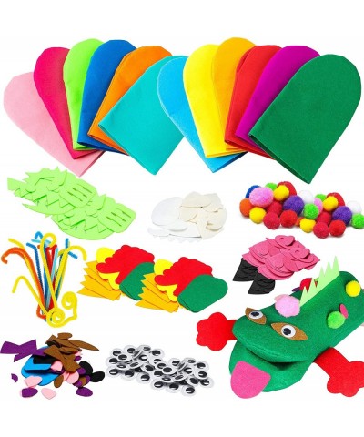 12Pcs Hand Puppet Making Kit for Kids Art Craft Felt Sock Puppet Toys Creative DIY Make Your Own Puppets Pompoms Storytelling...